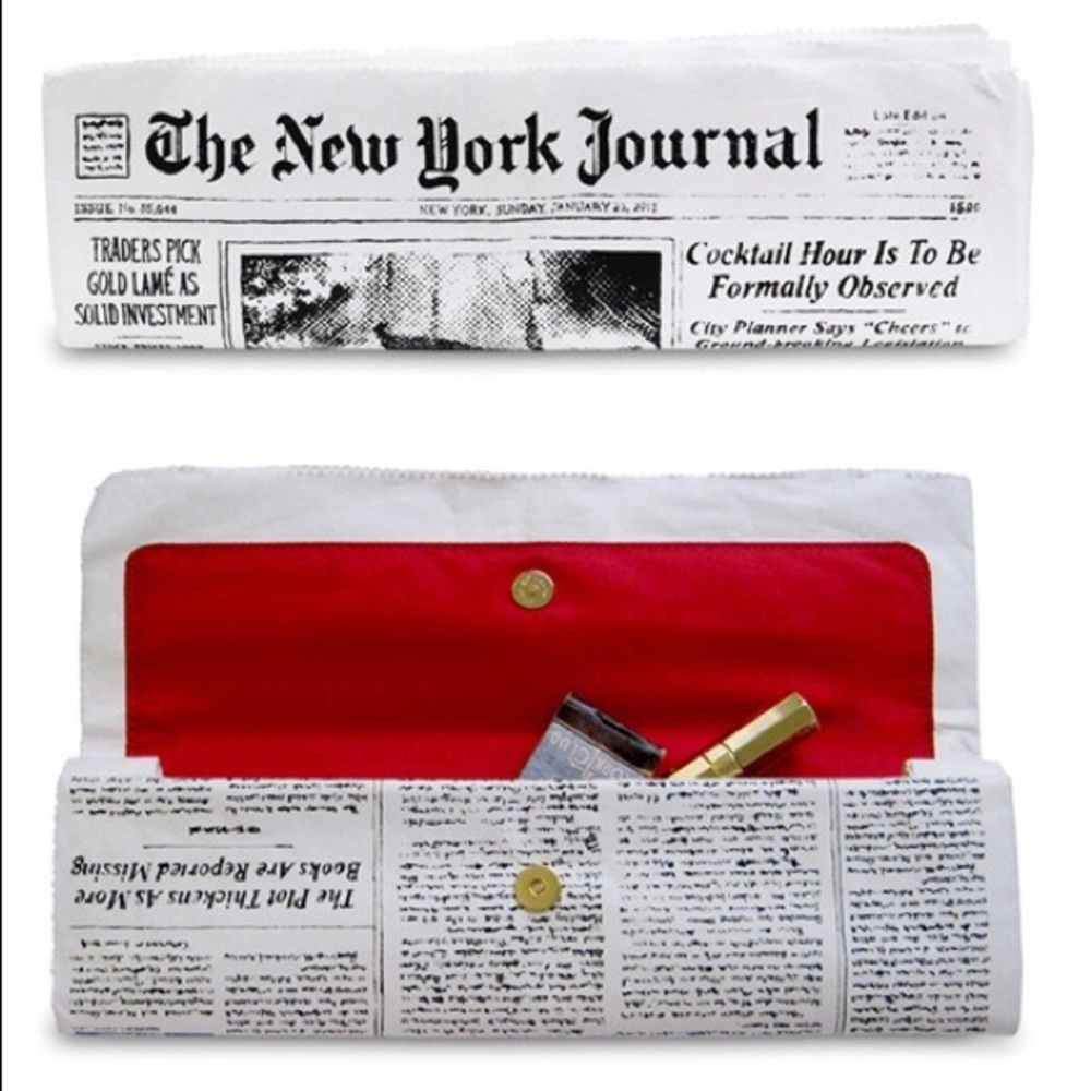 Kate Spade Like New Newspaper Clutch Purse Bag